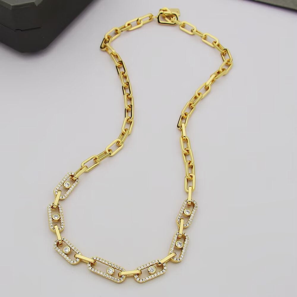 [OrnoraJewelry]Move Link Pave Diamond Necklace