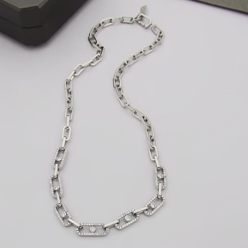 [OrnoraJewelry]Move Link Pave Diamond Necklace