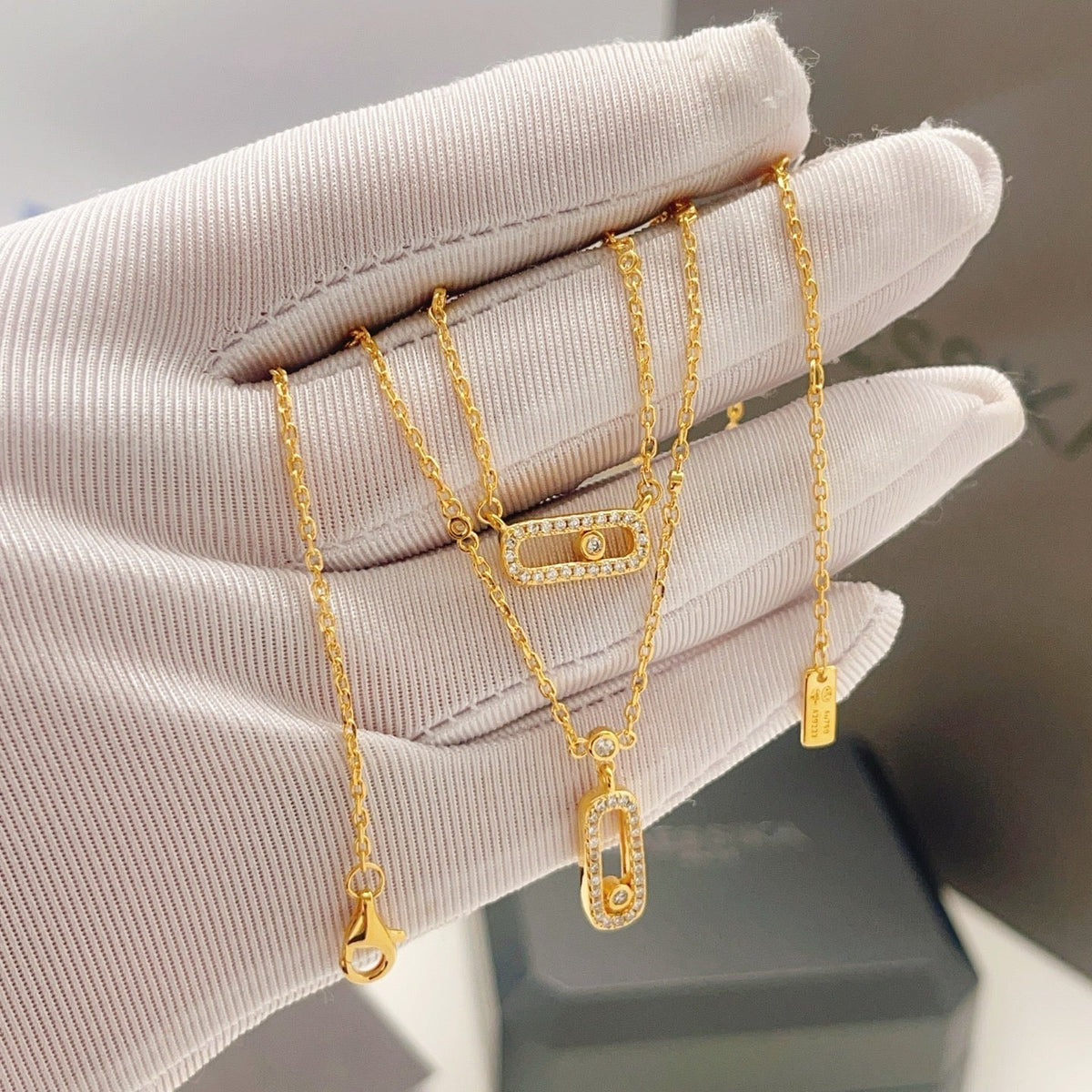 [OrnoraJewelry]MOVE 2 ROW DIAMOND NECKLACE