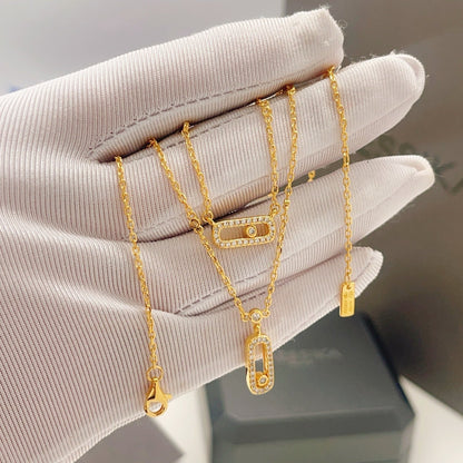 [OrnoraJewelry]MOVE 2 ROW DIAMOND NECKLACE
