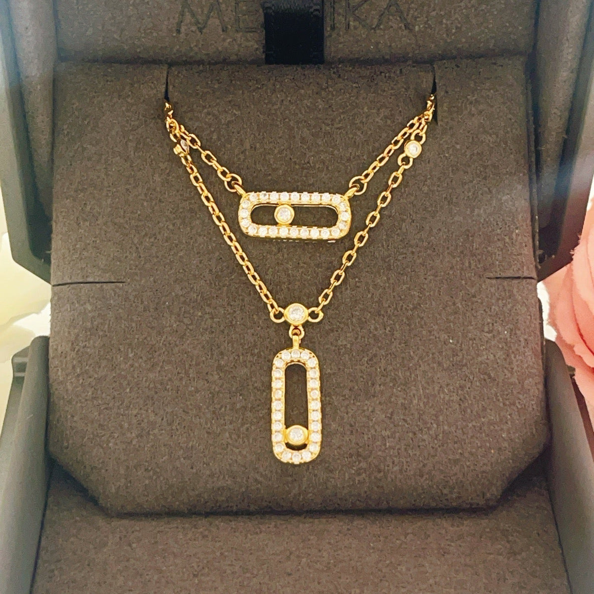 [OrnoraJewelry]MOVE 2 ROW DIAMOND NECKLACE