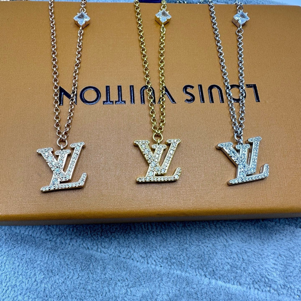 [OrnoraJewelry]FULL DIAMOND LETTER NECKLACE