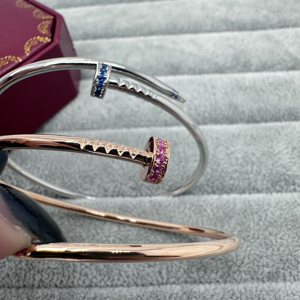 [OrnoraJewelry]JUSTE BRACELET 2.5MM PINK STONES AT BOTH ENDS