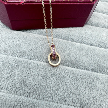 [OrnoraJewelry]LOVE DOUBLE PINK STONES RING BRACELET