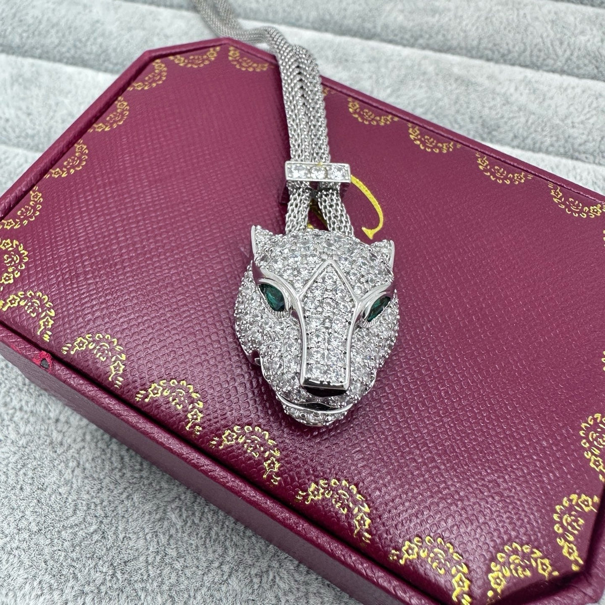 [OrnoraJewelry]FULL STONE BIG LEOPARD HEAD NECKLACE