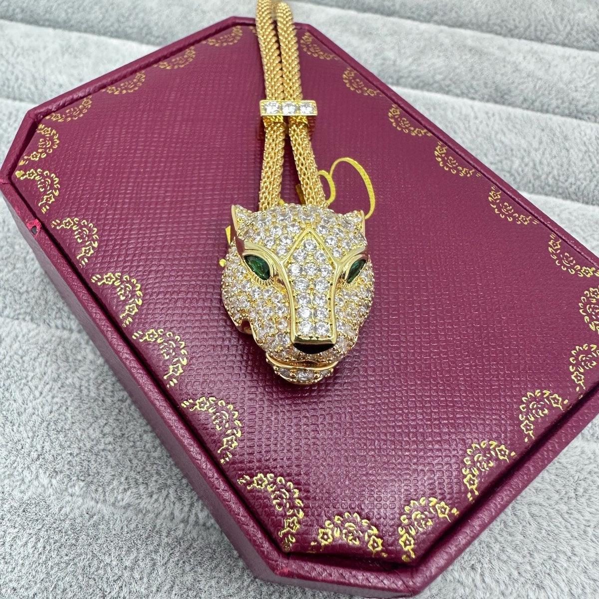 [OrnoraJewelry]FULL STONE BIG LEOPARD HEAD NECKLACE