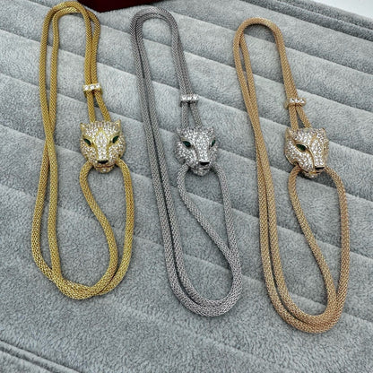 [OrnoraJewelry]FULL STONE BIG LEOPARD HEAD NECKLACE