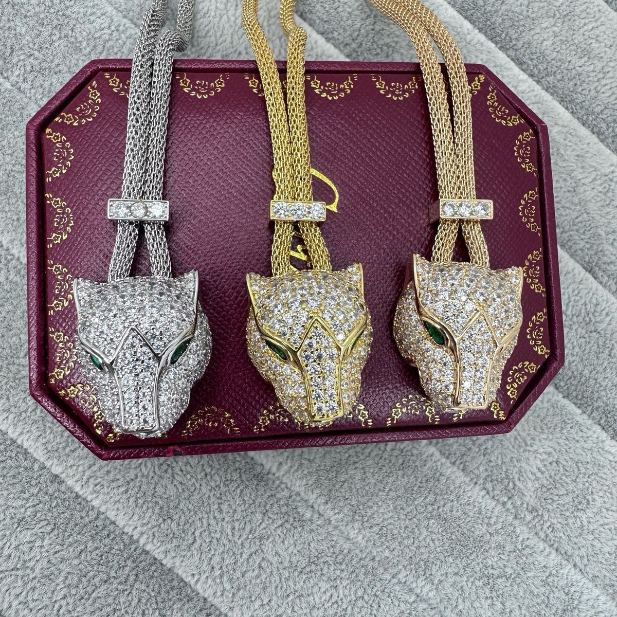 [OrnoraJewelry]FULL STONE BIG LEOPARD HEAD NECKLACE