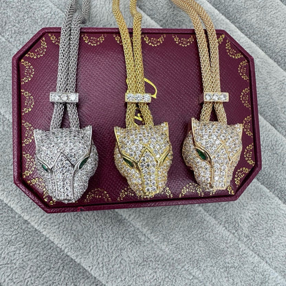 [OrnoraJewelry]FULL STONE BIG LEOPARD HEAD NECKLACE
