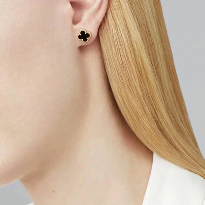[OrnoraJewelry]CLOVER MINI 9.5MM BLACK MOP EARRINGS