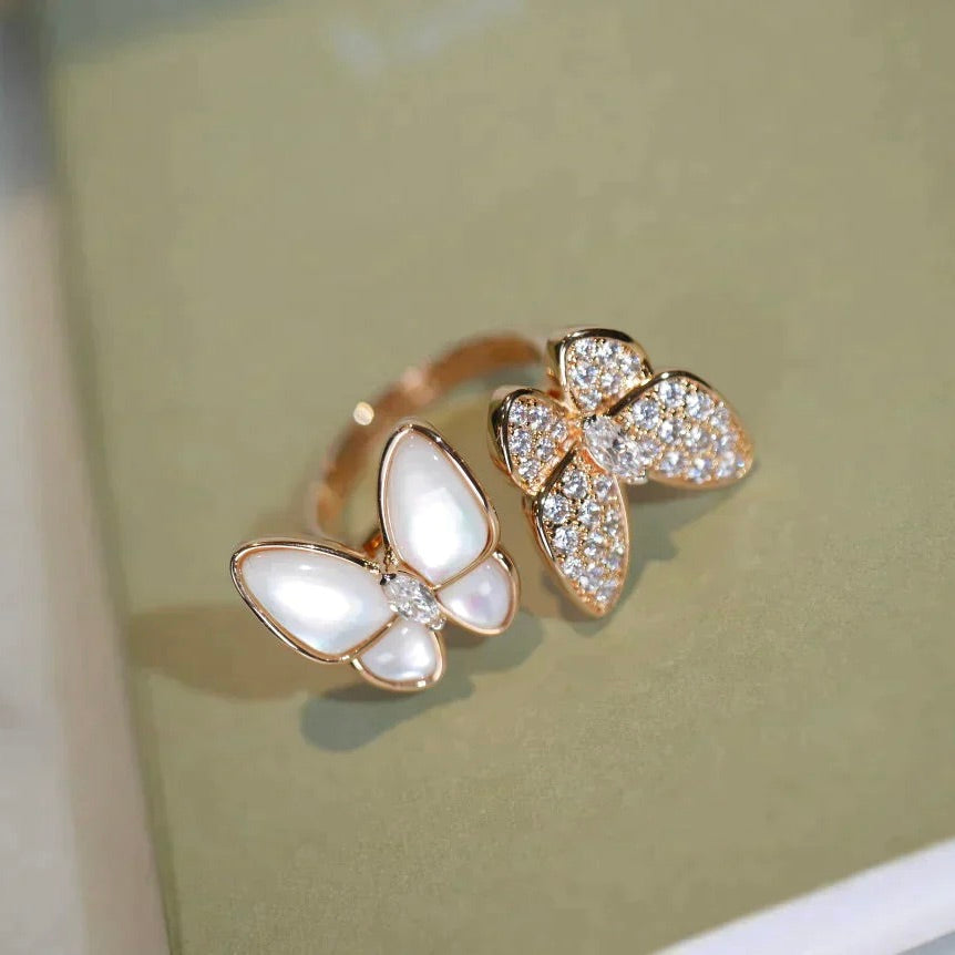 [OrnoraJewelry]TWIN BUTTERFLY DIAMOND MOP RING