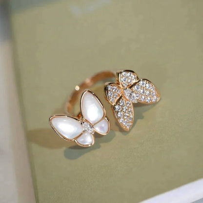 [OrnoraJewelry]TWIN BUTTERFLY DIAMOND MOP RING