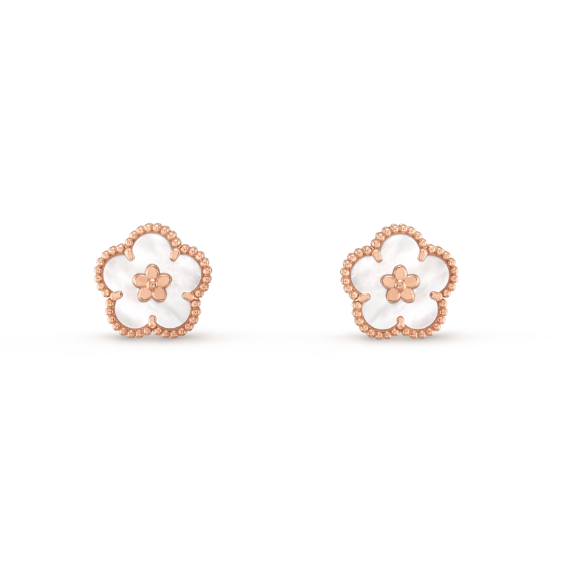 [OrnoraJewelry]LUCKY PINK GOLD WHITE MOP EARRINGS