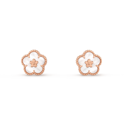 [OrnoraJewelry]LUCKY PINK GOLD WHITE MOP EARRINGS