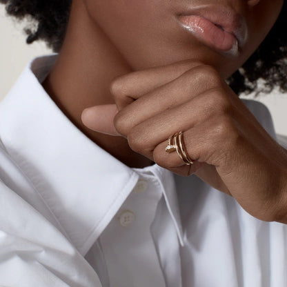 [OrnoraJewelry]JUSTE RING 4.8MM HALF DIAMOND
