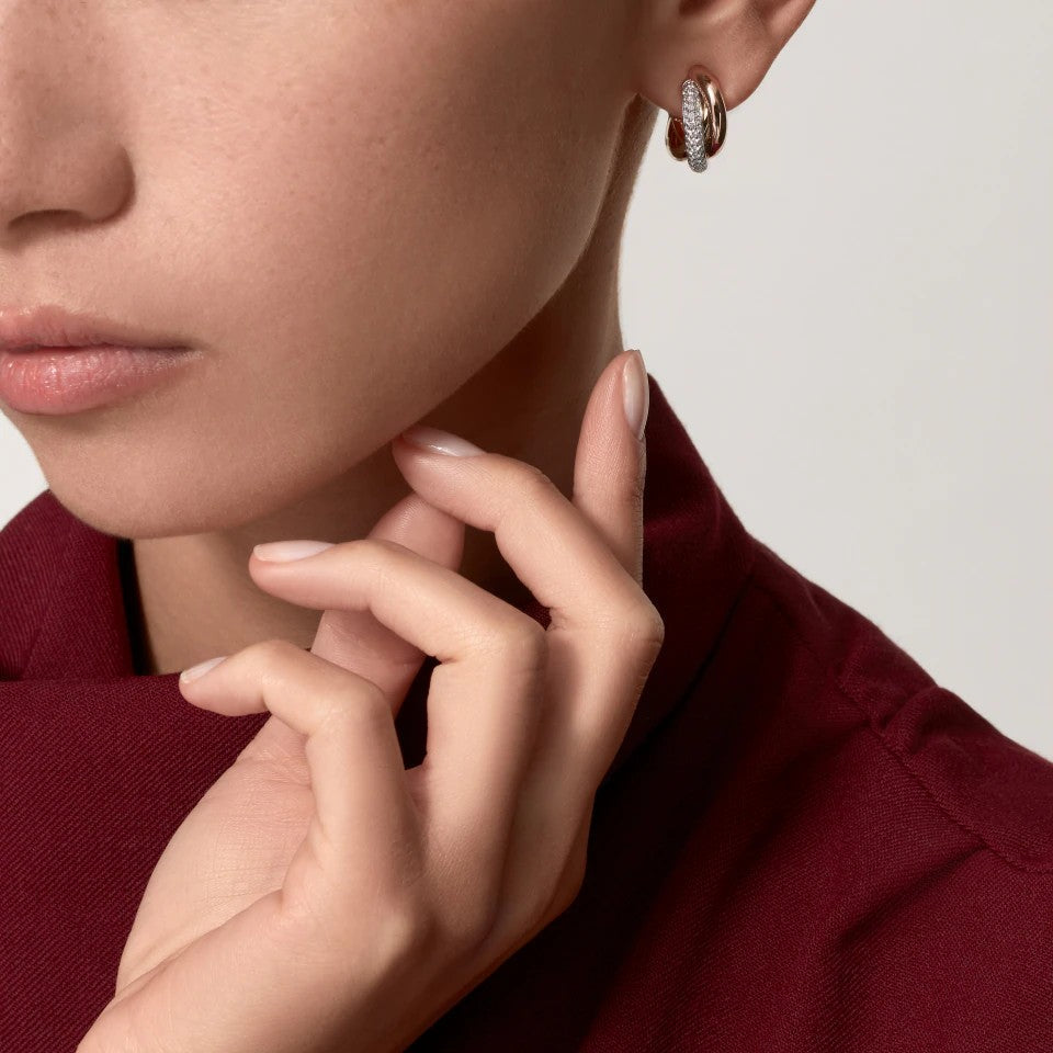 [OrnoraJewelry]TRINITY HALF DIAMOND  CLASSIC EARRINGS