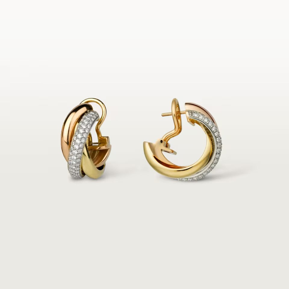 [OrnoraJewelry]TRINITY HALF DIAMOND  CLASSIC EARRINGS