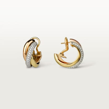 [OrnoraJewelry]TRINITY HALF DIAMOND  CLASSIC EARRINGS