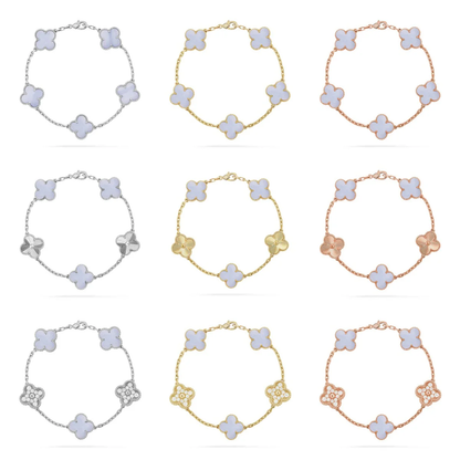 [OrnoraJewelry] CLOVER 5 MOTIF PURPLE CHALCEDONY BRACELET COLLECTION