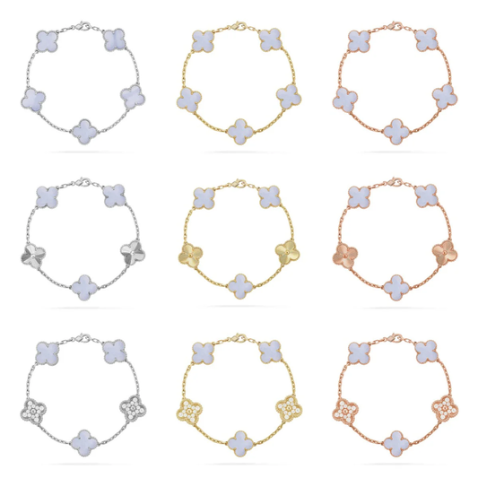 [OrnoraJewelry] CLOVER 5 MOTIF PURPLE CHALCEDONY BRACELET COLLECTION