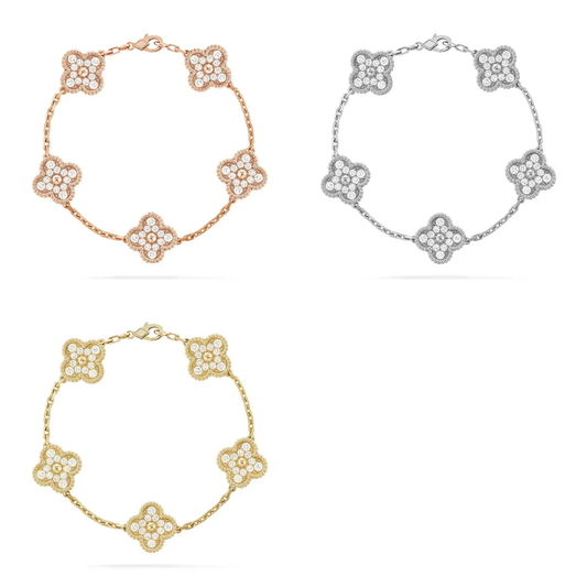 [Ornora Jewelry] CLOVER 5 MOTIF FULL DIAMOND BRACELET COLLECTION