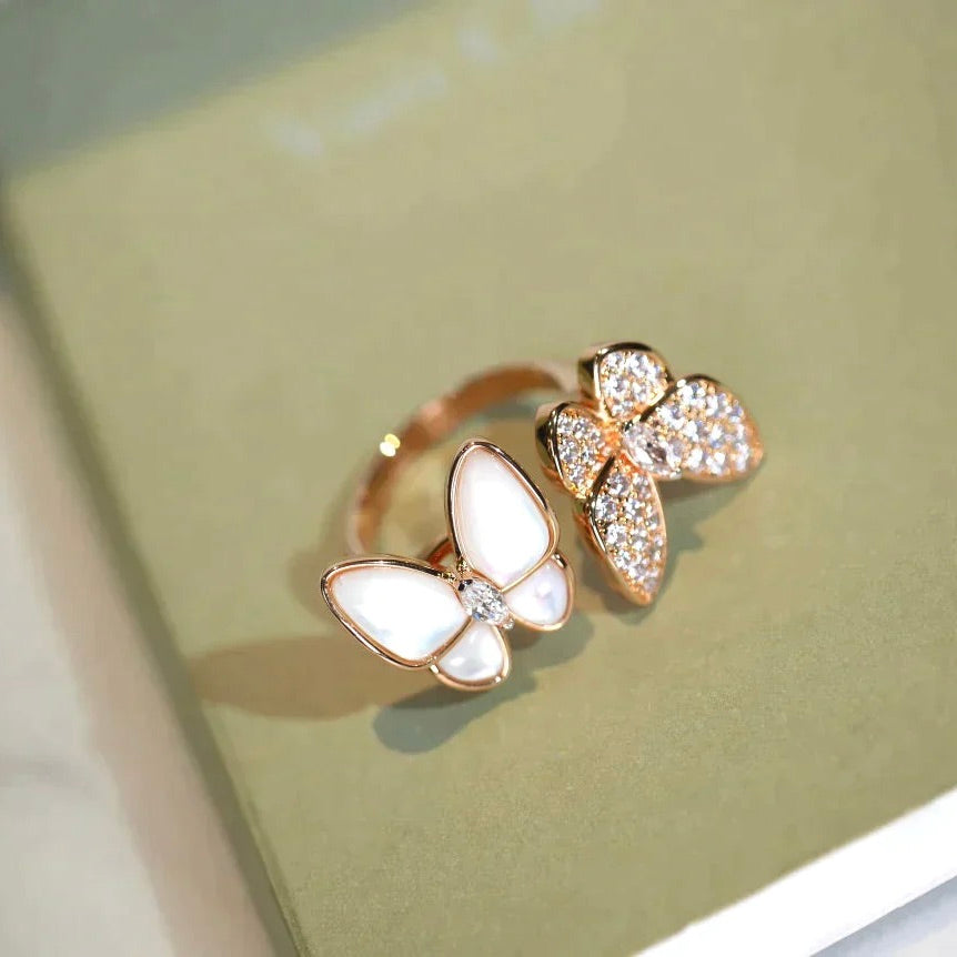 [OrnoraJewelry]TWIN BUTTERFLY DIAMOND MOP RING