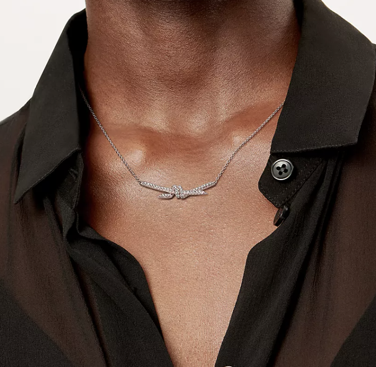 [Ornora Jewelry]KNOT PENDANT SILVER DIAMOND NECKLACE