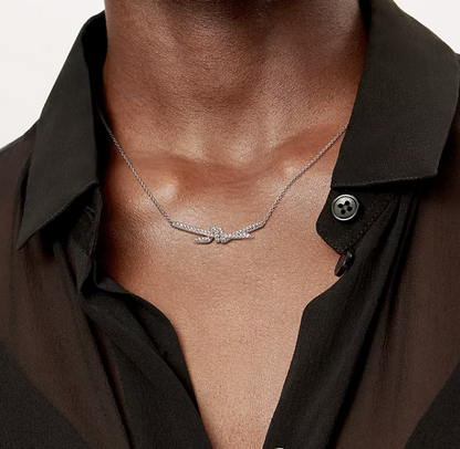 [Ornora Jewelry]KNOT PENDANT SILVER DIAMOND NECKLACE