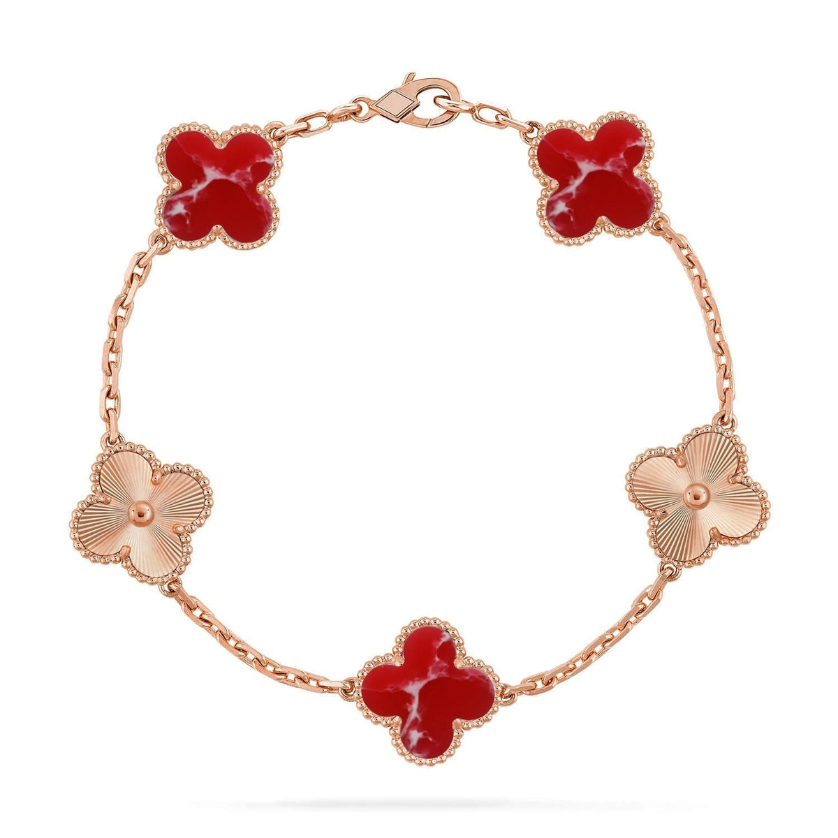 [OrnoraJewelry]CLOVER 5 MOTIF RED PATTERN BRACELET COLLECTION