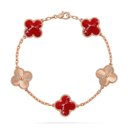 [OrnoraJewelry]CLOVER 5 MOTIF RED PATTERN BRACELET COLLECTION