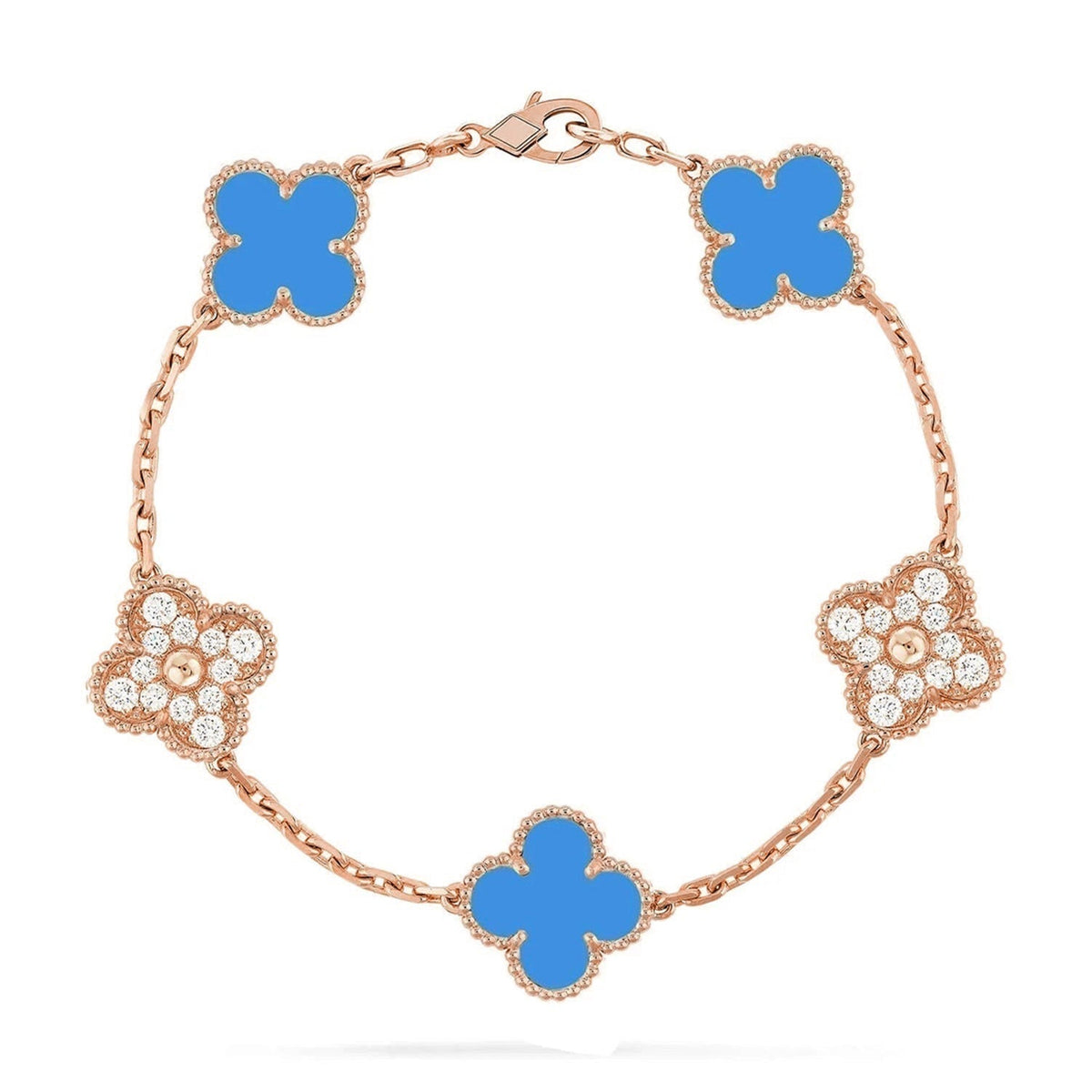 [OrnoraJewelry] CLOVER 5 MOTIF BLUE AGATE BRACELET COLLECTION