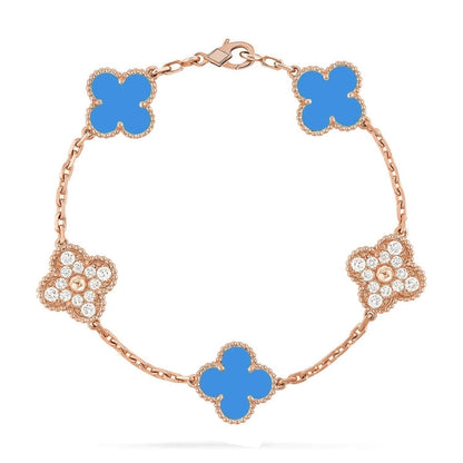 [OrnoraJewelry] CLOVER 5 MOTIF BLUE AGATE BRACELET COLLECTION