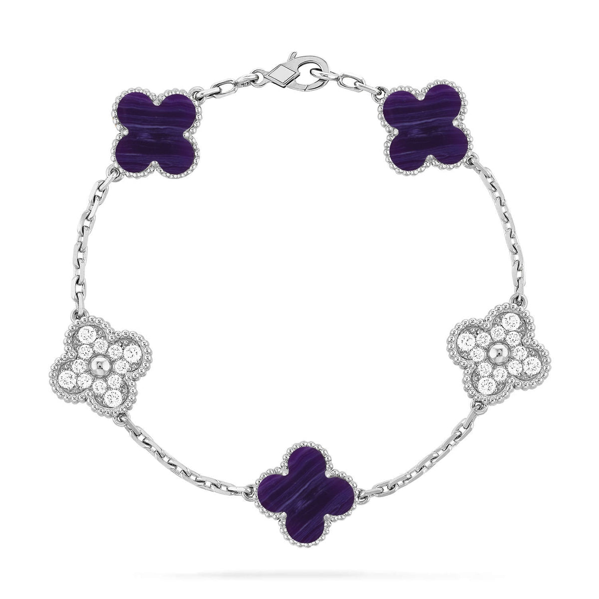 [OrnoraJewelry]CLOVER 5 MOTIF PURPLE STRIPES BRACELET COLLECTION