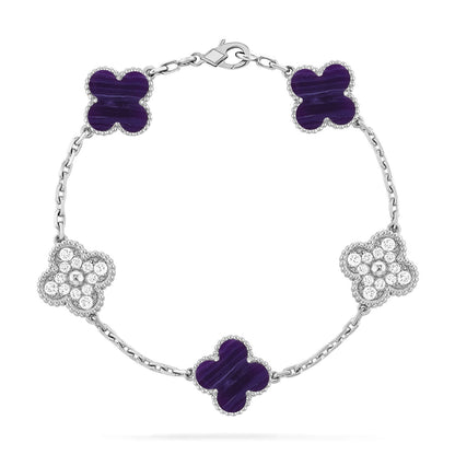 [OrnoraJewelry]CLOVER 5 MOTIF PURPLE STRIPES BRACELET COLLECTION