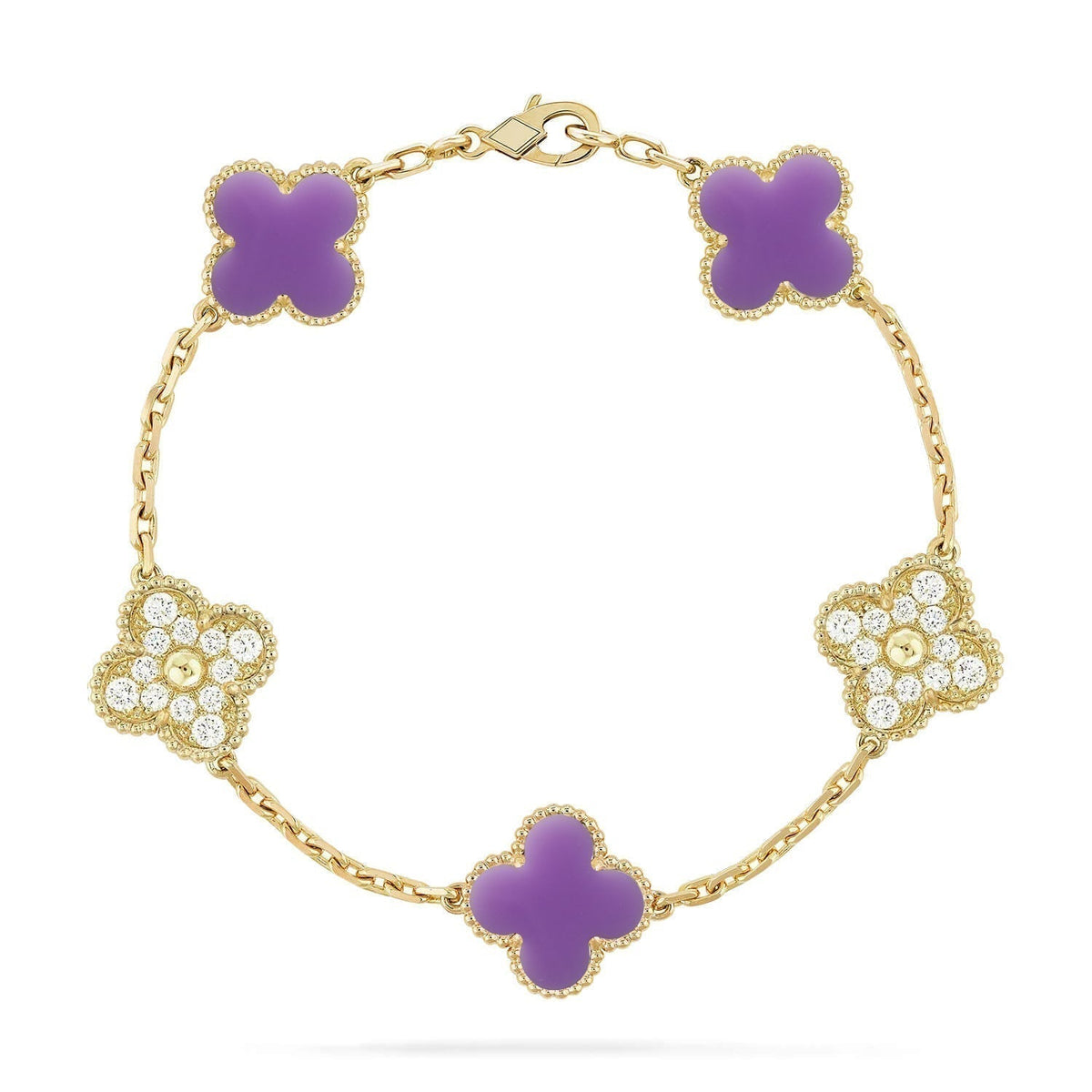 [OrnoraJewelry]CLOVER 5 MOTIF LIGHT PURPLE BRACELET COLLECTION