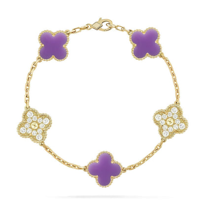 [OrnoraJewelry]CLOVER 5 MOTIF LIGHT PURPLE BRACELET COLLECTION