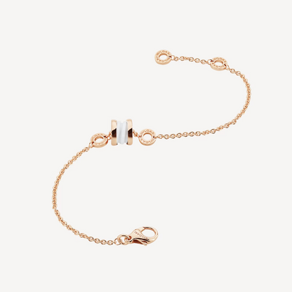 [OrnoraJewelry]ZERO 1 SOFT PINK GOLD AND WHITE CERAMIC BRACELET