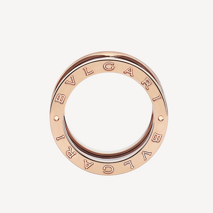 [OrnoraJewelry]ZERO 1 FOUR-BAND LOOPS AND BLACK CERAMIC SPIRAL PINK GOLD RING