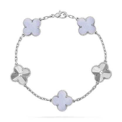 [OrnoraJewelry] CLOVER 5 MOTIF PURPLE CHALCEDONY BRACELET COLLECTION