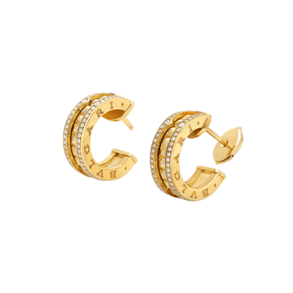 [OrnoraJewelry]ZERO 1 ROCK GOLD EARRINGS WITH STUDDED SPIRAL AND PAVED DIAMONDS