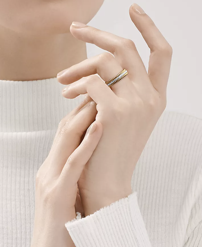[Ornora Jewelry]ROPE TWO-ROW GOLD DIAMOND RING