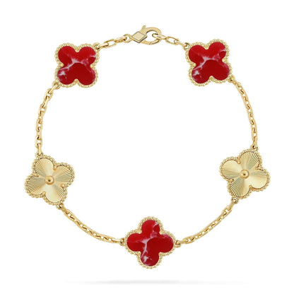 [Ornora Jewelry]CLOVER 5 MOTIF RED PATTERN BRACELET COLLECTION