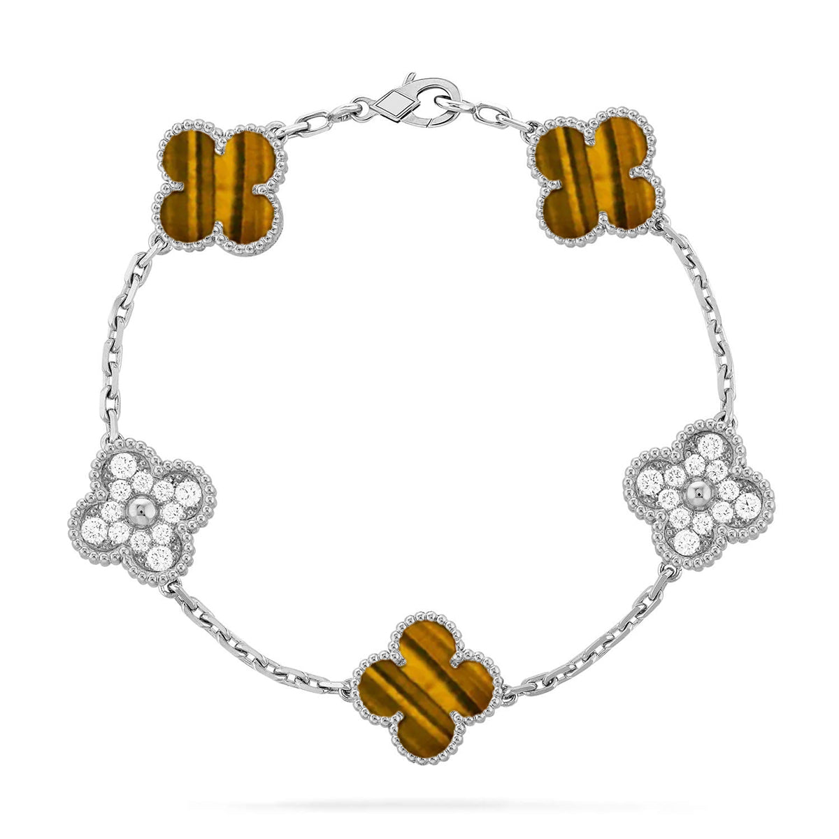 [Ornora Jewelry] CLOVER 5 MOTIFS TIGER EYE BRACELET COLLECTION