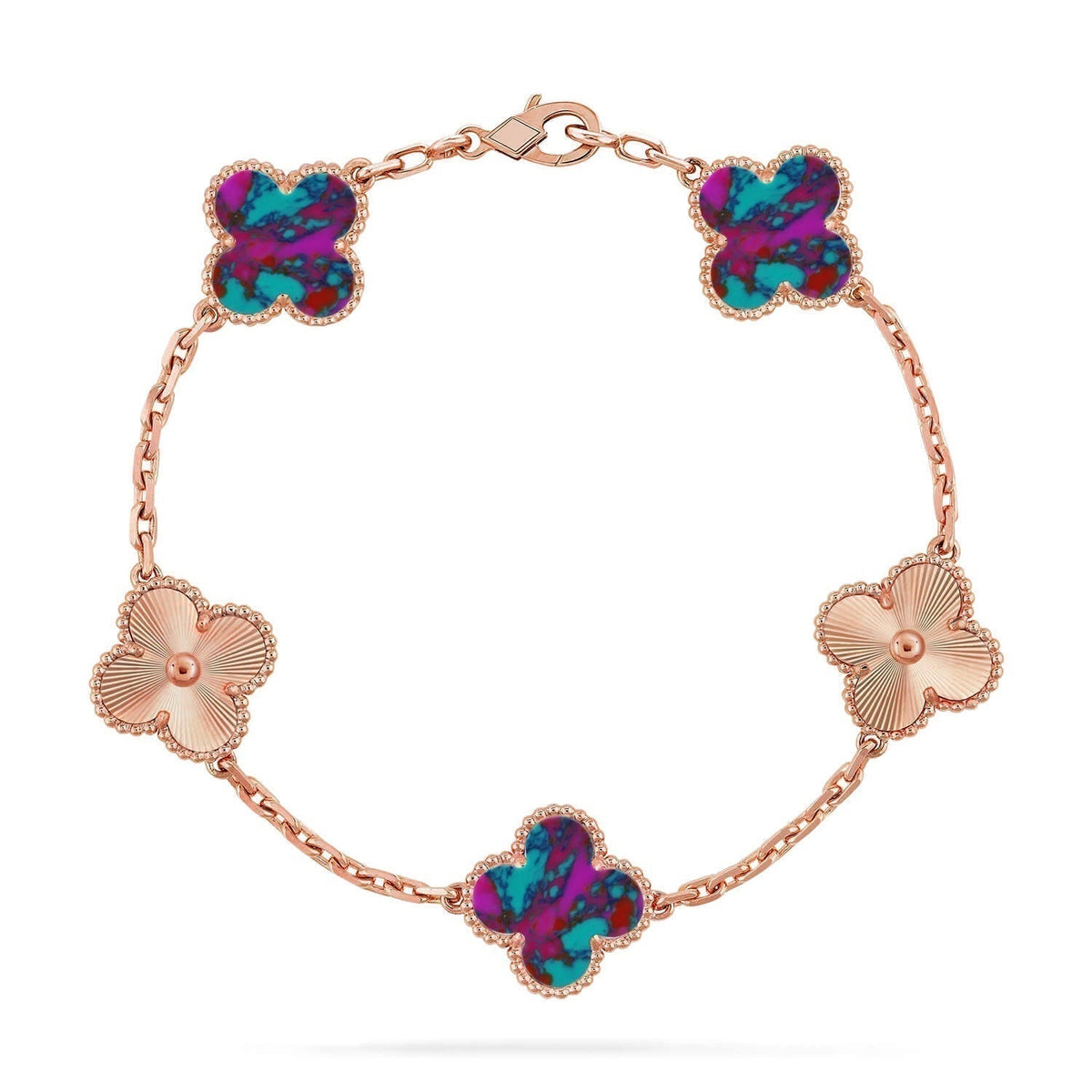 [OrnoraJewelry]CLOVER 5 MOTIF COLOR GEMSTONES BRACELET COLLECTION
