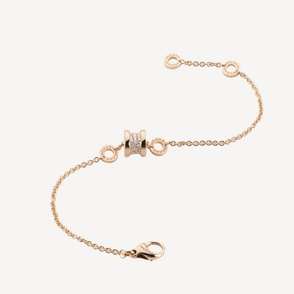 [OrnoraJewelry]ZERO 1 SOFT PINK GOLD WITH PAVED DIAMONDS ON THE SPIRAL BRACELET