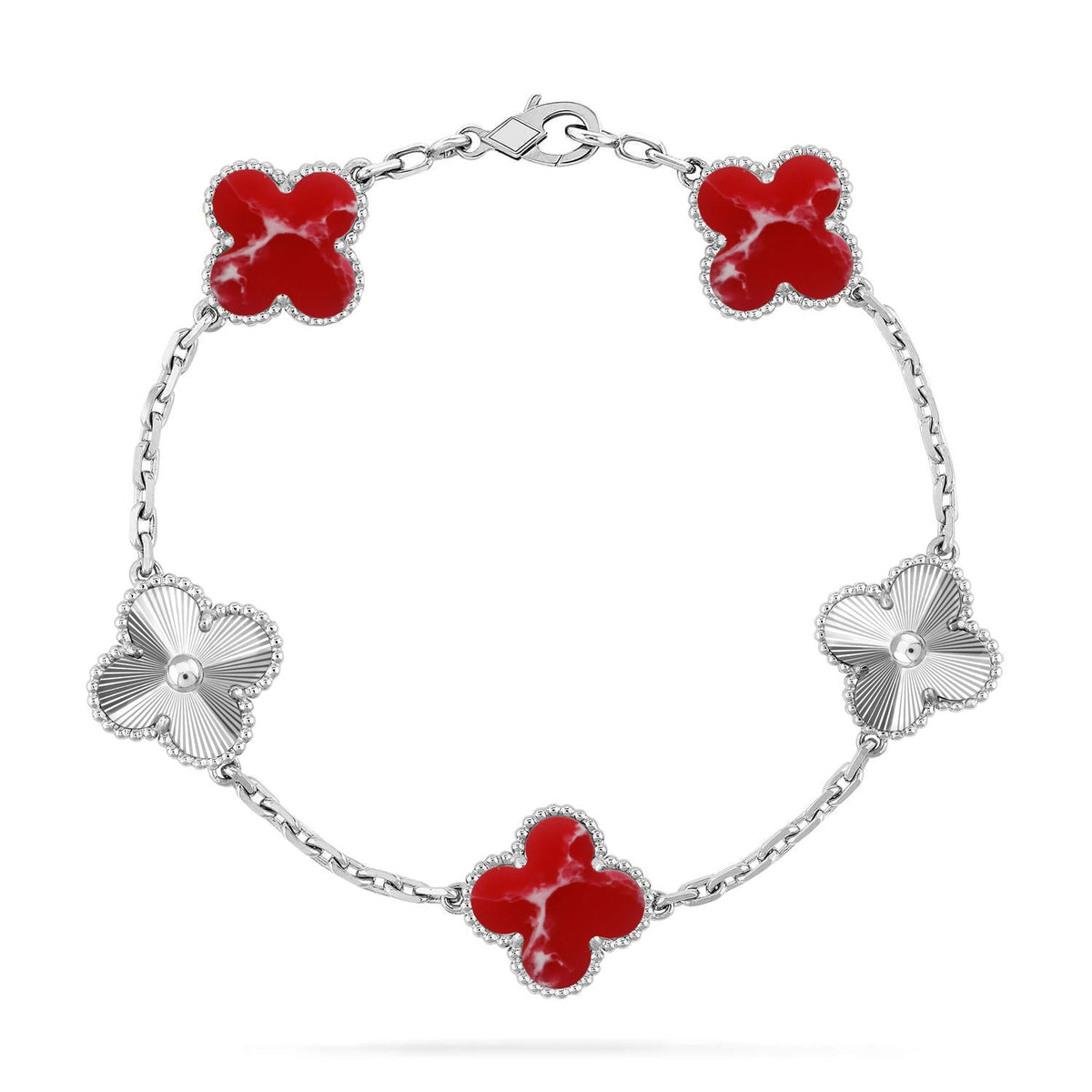 [OrnoraJewelry]CLOVER 5 MOTIF RED PATTERN BRACELET COLLECTION