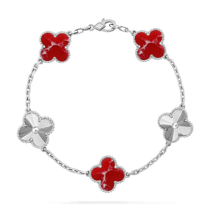 [OrnoraJewelry]CLOVER 5 MOTIF RED PATTERN BRACELET COLLECTION