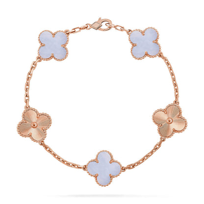 [OrnoraJewelry] CLOVER 5 MOTIF PURPLE CHALCEDONY BRACELET COLLECTION