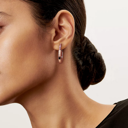 [Ornora Jewelry]LOCK MEDIUM PINK DIAMOND PINK GOLD EARRINGS