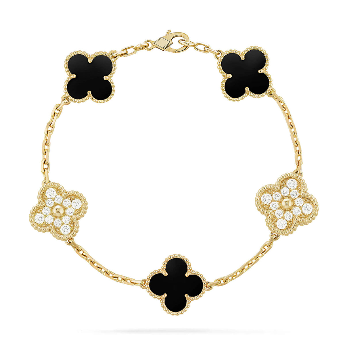 [OrnoraJewelry] CLOVER 5 MOTIF ONYXS BRACELET COLLECTION